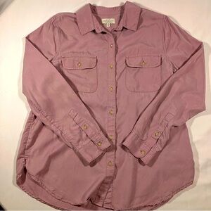 Lucky Brand Purple Lavender Full Button Up Solid Breast pocket long sleeve sz M